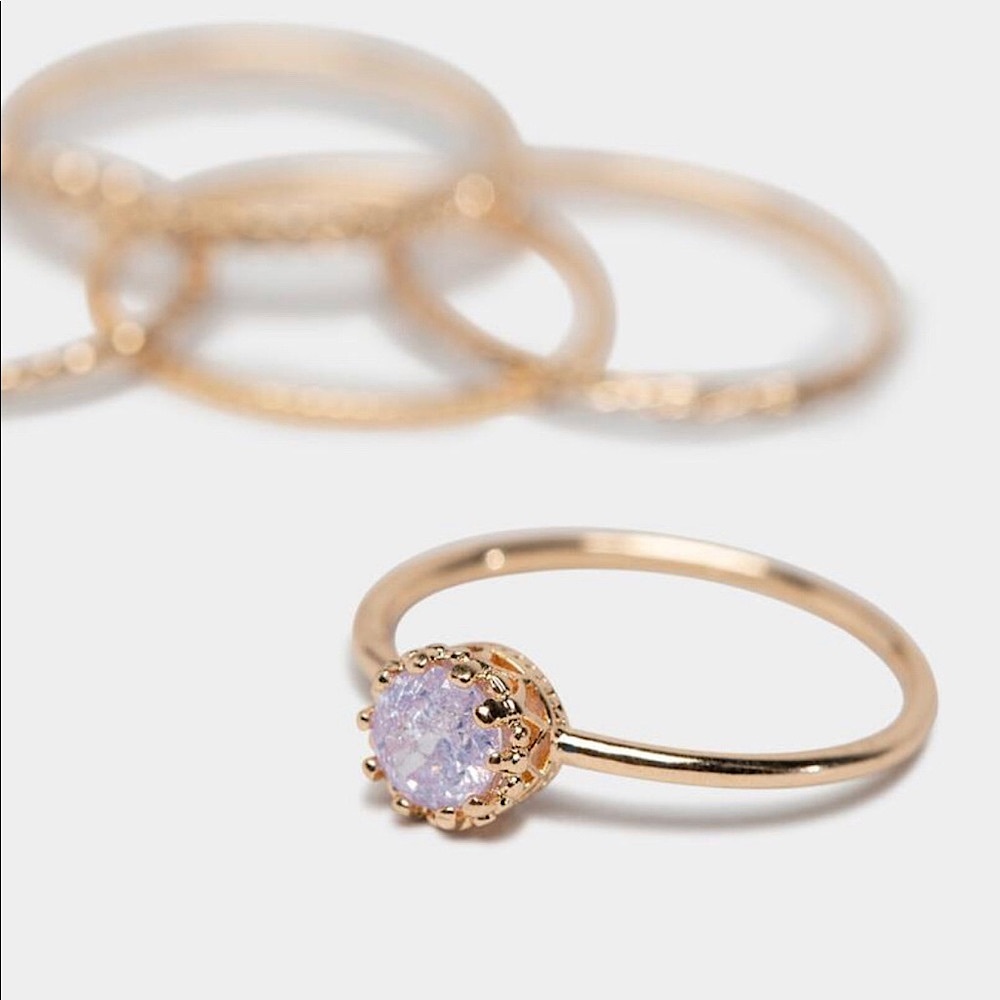 Francesca's Ring Set | Gold/lavender
